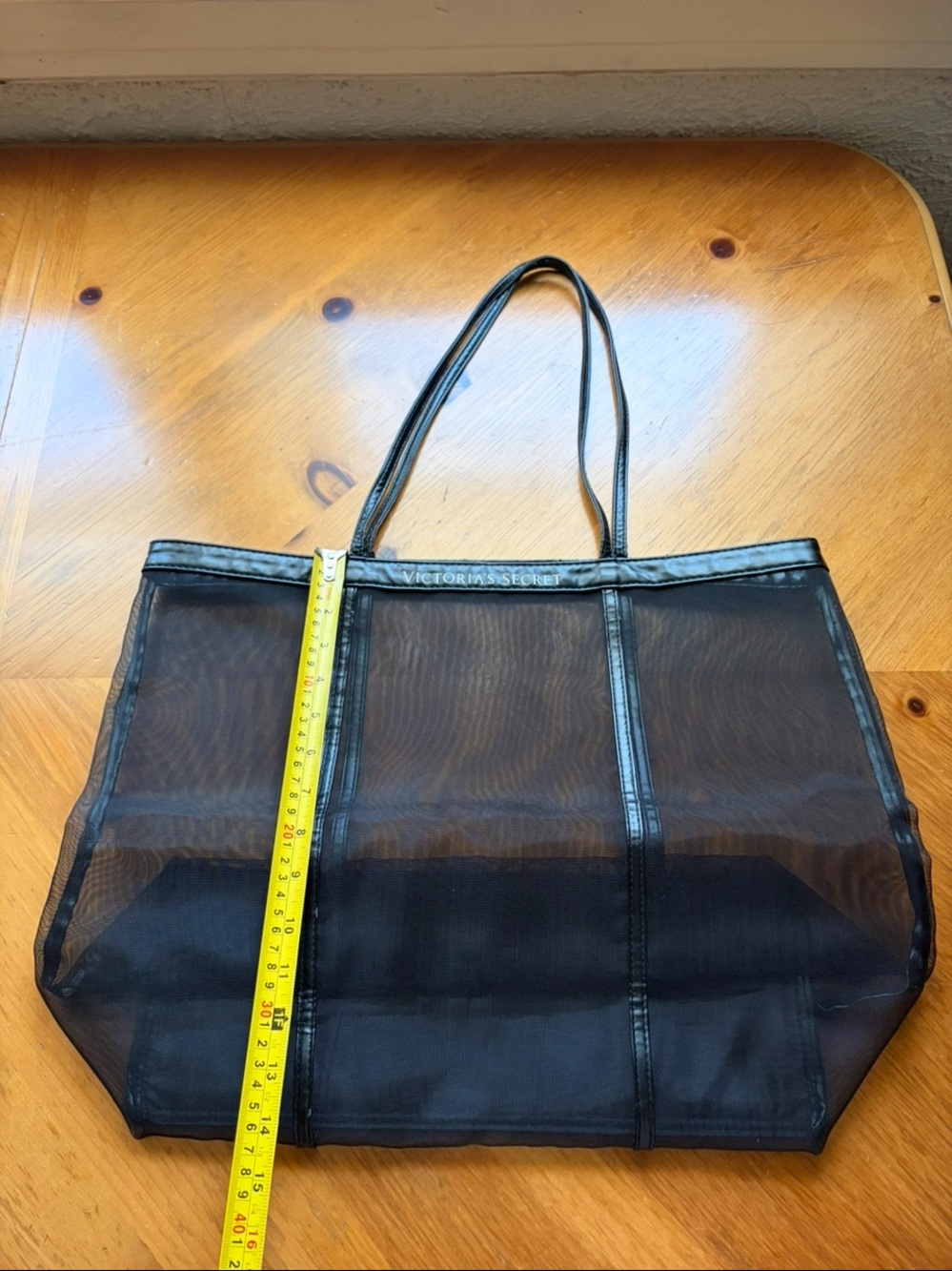 Victoria's Secret Black Mesh Tote with Slim Handles